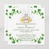 Invitation Anneau Claddagh Féminin et Trèfles (Devant / Derrière)