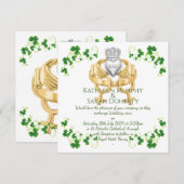 Invitation Anneau Claddagh Femme et Trèfles (Devant / Derrière)