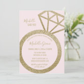 Invitation Anneau de Parties scintillant rose et or - Elle a  (Debout devant)