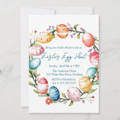 Invitation Anneau d'oeufs et de fleurs Chasse aux oeufs de Pâ (Devant)