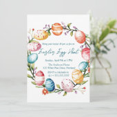 Invitation Anneau d'oeufs et de fleurs Chasse aux oeufs de Pâ (Debout devant)
