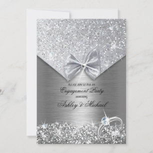 Invitation anneau pailleté argenté foil chic sequins scintill