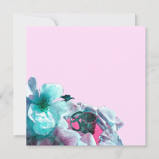 Invitation Anneaux avec des pétales de rose blanche (Devant)
