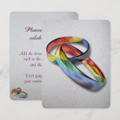 Invitation Anneaux de mariage arc-en-ciel pour l'égalité du m (Devant / Derrière)