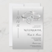 Invitation Anneaux de mariage argentés clinquants décoratifs  (Devant)