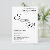 Invitation Anneaux de Mariage blanc et noir (Debout devant)