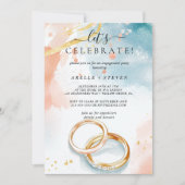 Invitation Anneaux de mariage dorés Fête de fiançailles (Devant)