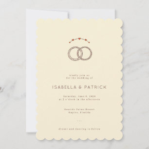 Invitation Anneaux de mariage élégants beige