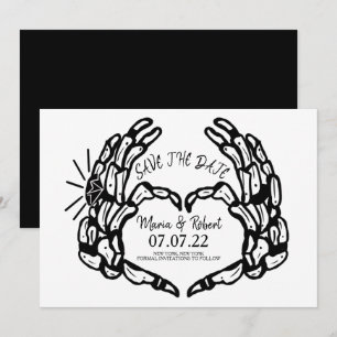 Invitation Anneaux de mariage en forme de cœur de squelette n