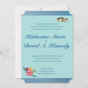 Invitation Anneaux de mariage Myrtille Deux-Tons