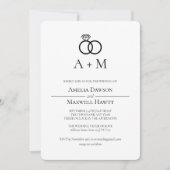 Invitation Anneaux de monogramme dentelle Simple (Devant)