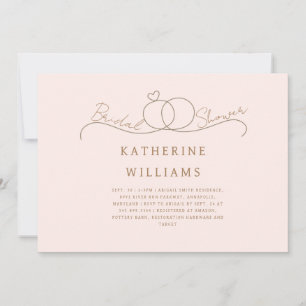 Invitation Anneaux d'or Coeur Bleu & Fête des mariées d'or