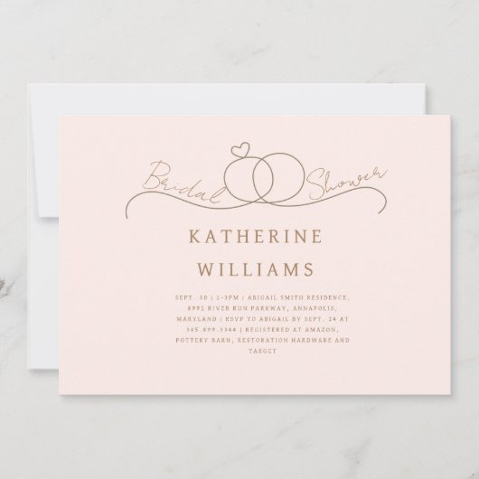 Invitation Anneaux d'or Coeur Bleu & Fête des mariées d'or (Devant)