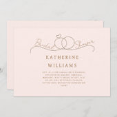 Invitation Anneaux d'or Coeur Bleu & Fête des mariées d'or (Devant / Derrière)