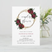 Invitation Anneaux d'or et roses rouges| Douche pour couples (Debout devant)