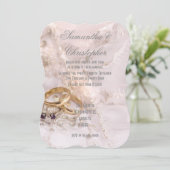 Invitation Anneaux d'or sur les mariées habillent mariage (Debout devant)