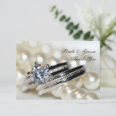 Invitation Anneaux et perles blanches Mariage plat Merci note (Debout devant)