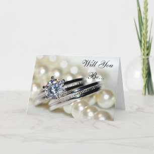 Invitation Anneaux et perles blanches serez-vous ma servante