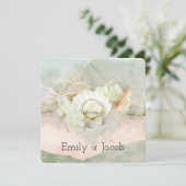 Invitation Anneaux mariages à Seashell Beach Heart (Debout devant)