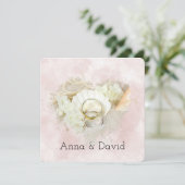 Invitation Anneaux mariages à Seashell plage Coeur (Debout devant)