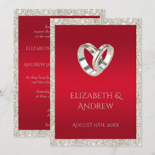 Invitation Anneaux Mariages élégants, Rouby Red & Mariage Par