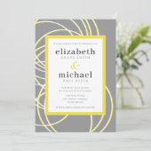 Invitation Anneaux modernes Élégant Mariage jaune et gris (Debout devant)