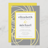 Invitation Anneaux modernes Élégant Mariage jaune et gris (Devant / Derrière)