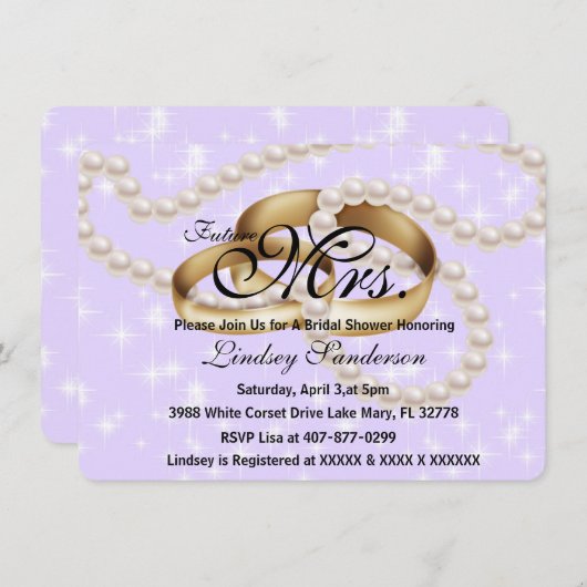 Invitation Anneaux pourpres chics avec l'invitation nuptiale (Devant / Derrière)