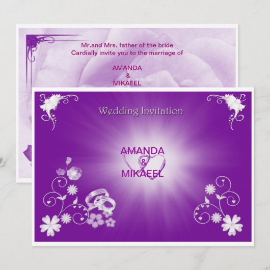 Invitation Anneaux violets (Devant / Derrière)