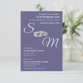 Invitation Anneaux violets et blancs-monogrammes Mariages- (Debout devant)