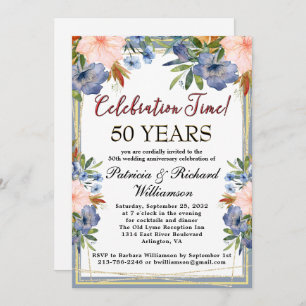 Invitation Année Chic Floral Personnalisé Mariage Anniversair
