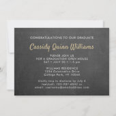 Invitation Année de classe Chalkboard Gris & Gold Graduation  (Dos)