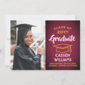 Invitation Année de classe Maroon et or Moderne de graduation (Devant)