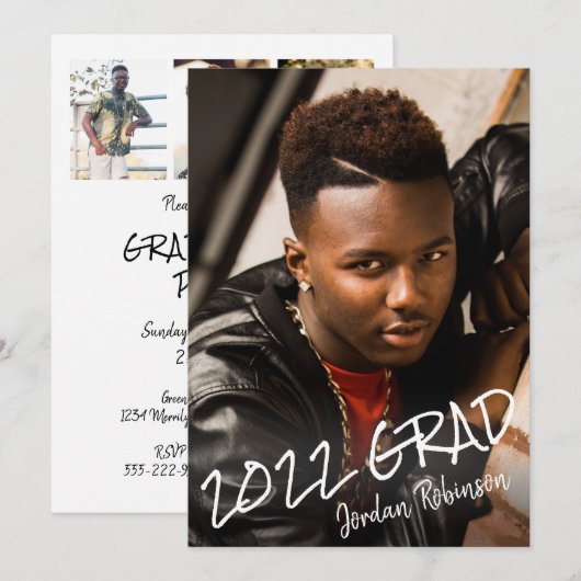 Invitation Année de classe moderne Graduate Hand Lettré à la (Devant / Derrière)