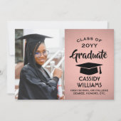 Invitation Année de classe Pink Ombre et Black Graduation Pho (Devant)