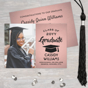 Invitation Année de classe Pink Ombre et Black Graduation Pho
