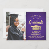 Invitation Année de classe Purple and Gold Modern Graduation  (Devant)