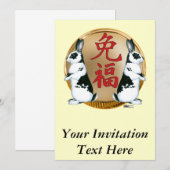 Invitation Année de la chance Rabbit-good (Devant / Derrière)