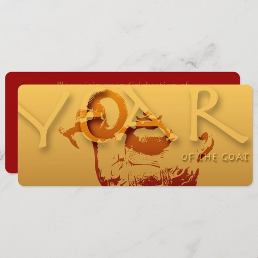 Invitation Année de la chèvre Chinoise Année Zodiaque Invitat (Devant / Derrière)