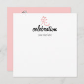 Invitation Année de la croûte de lapin en rose! (Devant / Derrière)