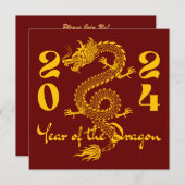 Invitation Année de l'or Dragon (Devant / Derrière)