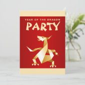 Invitation Année de l'Origami d'or du dragon sur la Red Party (Debout devant)