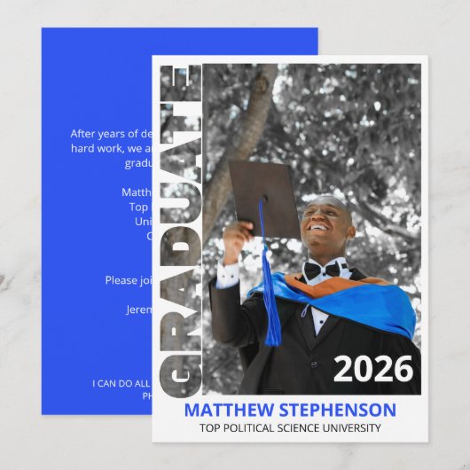 Invitation Année de promotion bleue 2026 (Devant / Derrière)