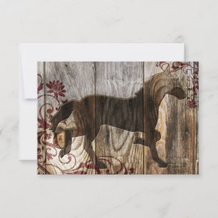 Invitation année du cheval en bois