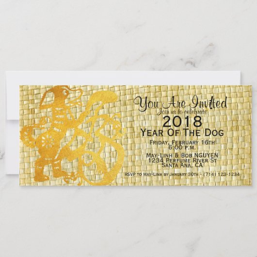 Invitation Année du chien 2018 Cadre photo Salutation en Viet (Dos)