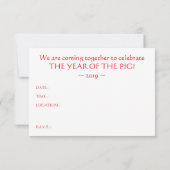 Invitation Année du cochon Bannière Bokeh 2019 (Dos)