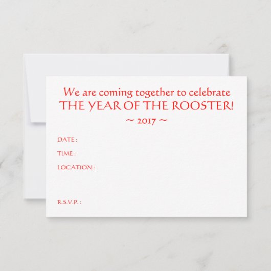 Invitation année du coq 2017 (bokeh) (Dos)