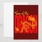 Invitation Année du Dragon Rouge Or (Devant / Derrière)