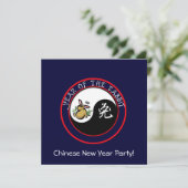 Invitation Année du lapin avec le yin yang (texte blanc) (Debout devant)