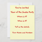 Invitation Année du serpent (Dos)